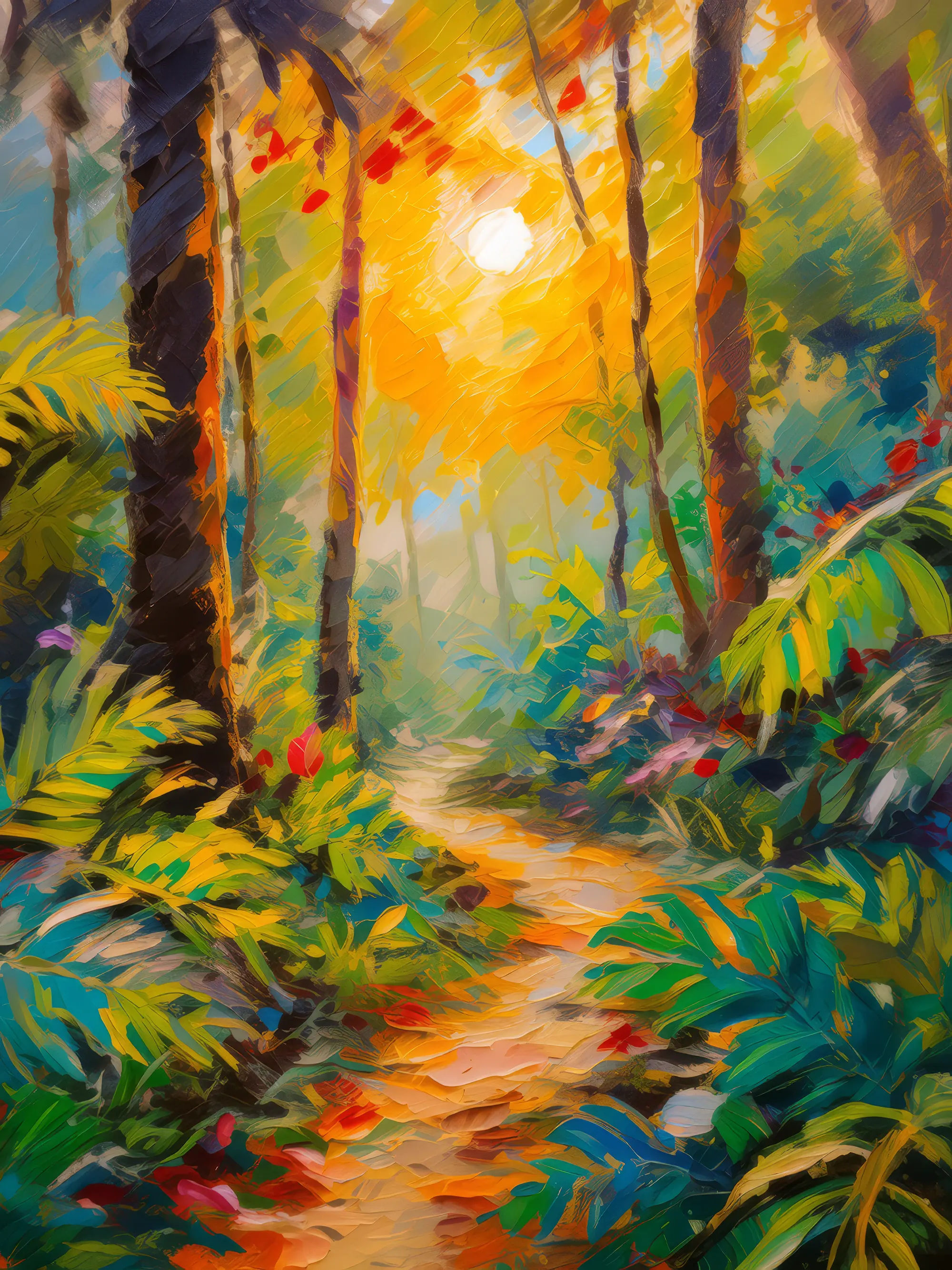 Painting: Golden Hour Jungle Path