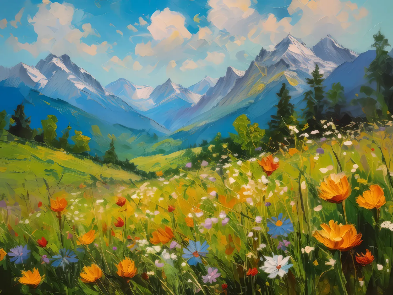 Painting: Alpine Meadow’s Serenity