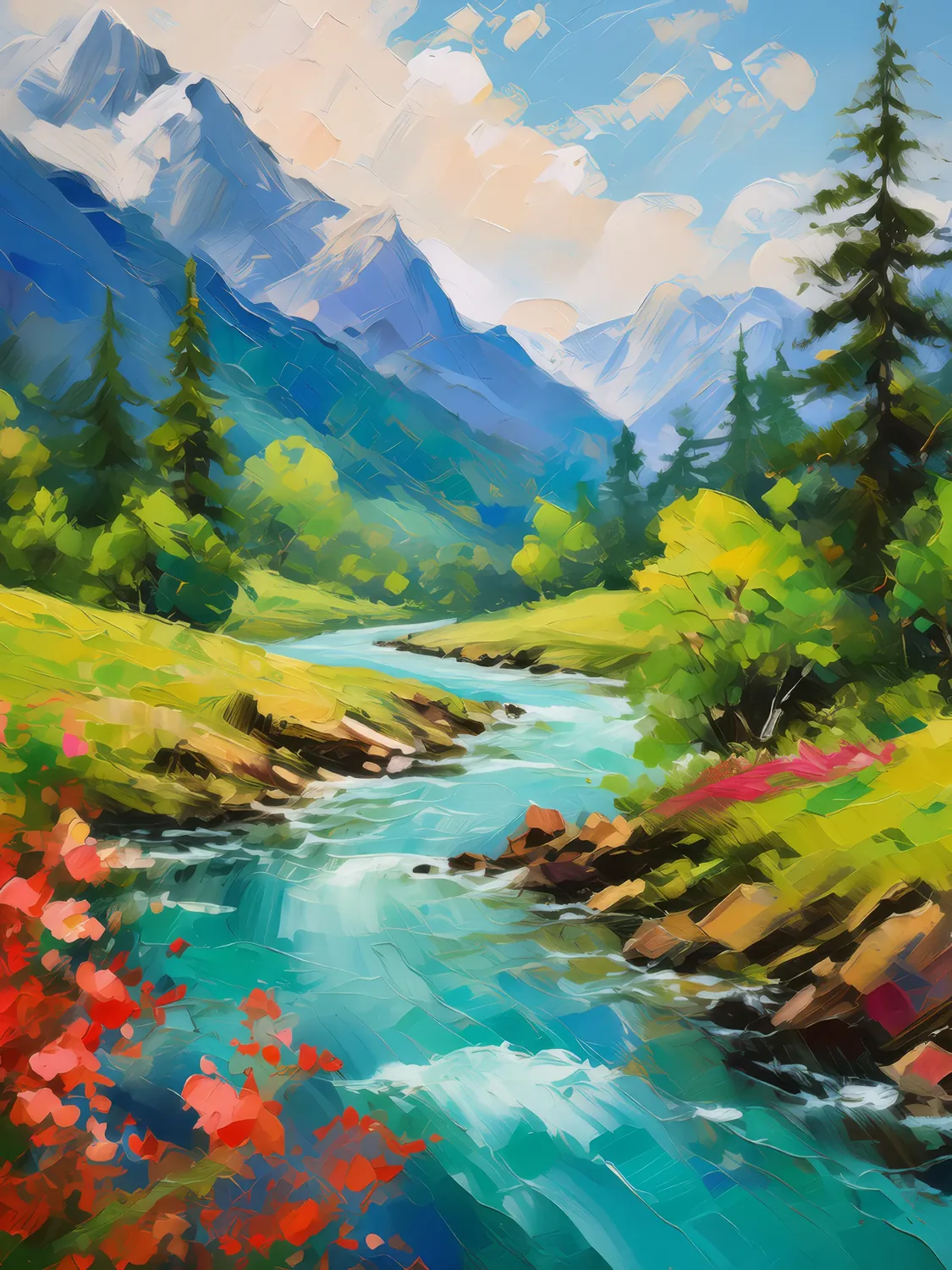 Painting: Alpine River’s Journey