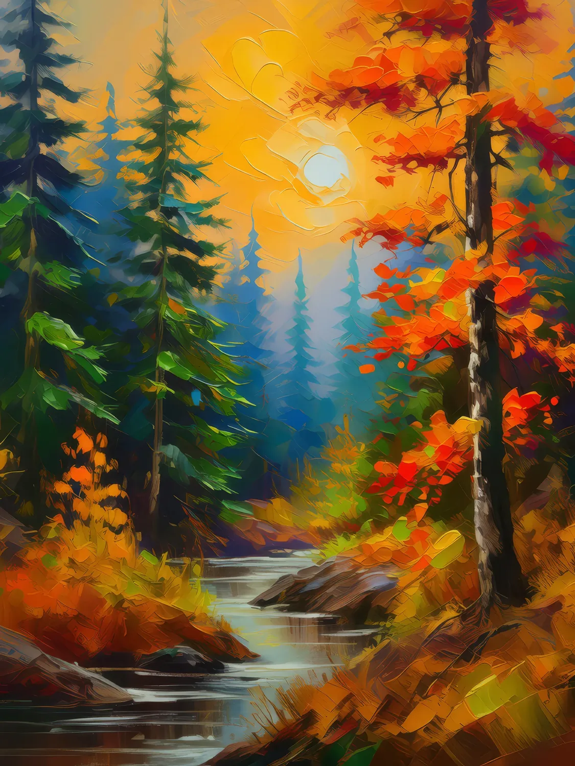 Painting: Autumn’s Fire in the Jungle