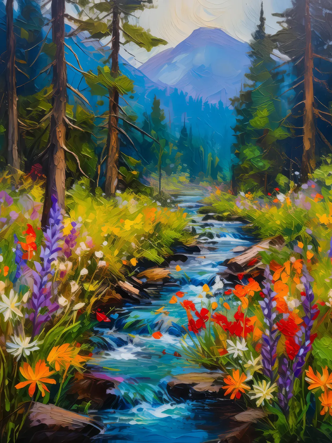 Painting: Blooms Along the Stream