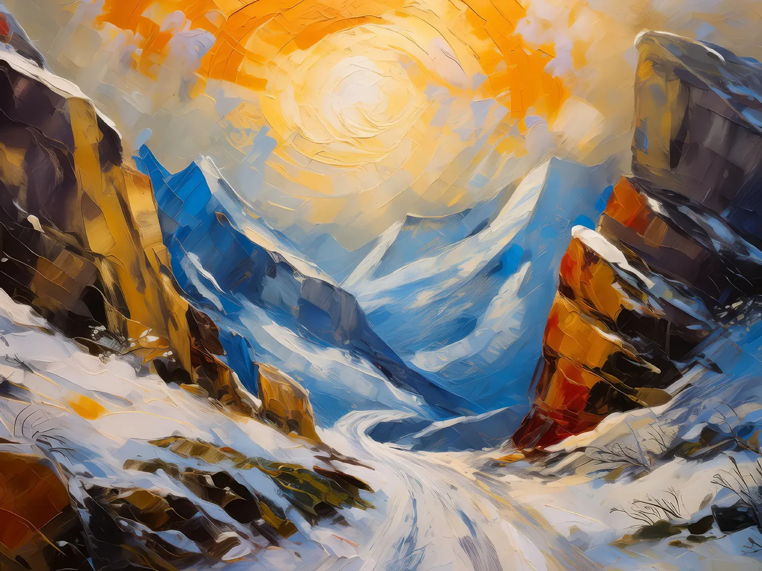 Painting: Blustery Alpine Pass
