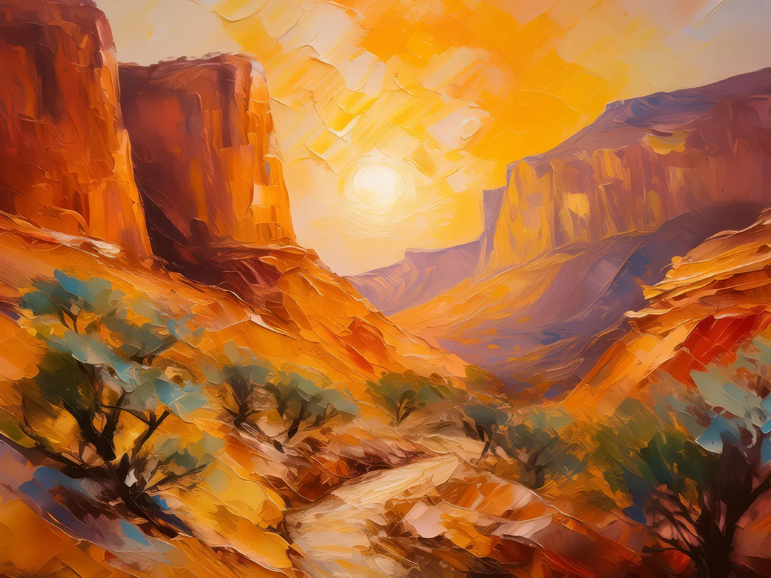 Painting: Desert Canyon Sunrise