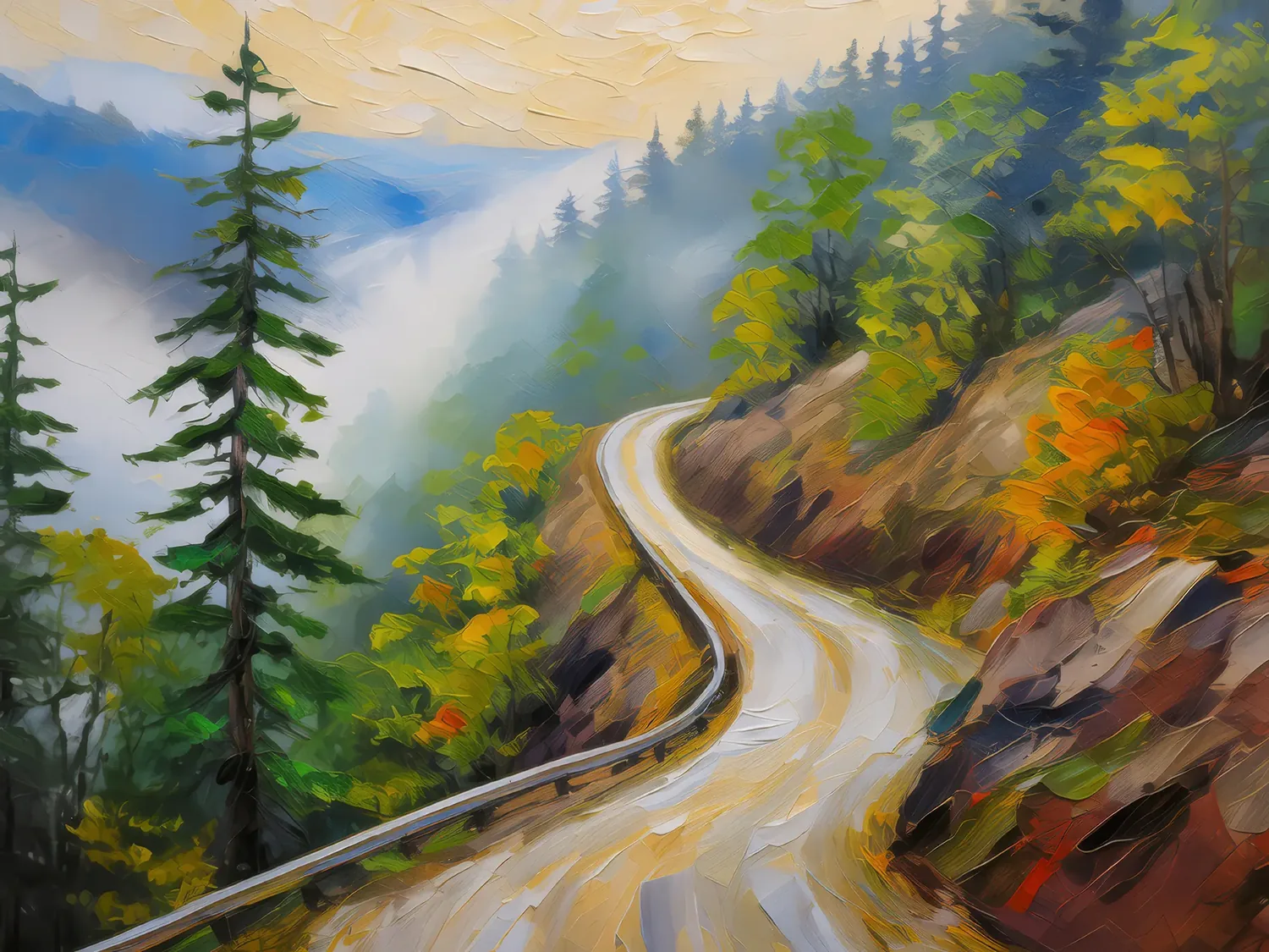 Painting: Foggy Mountain Road