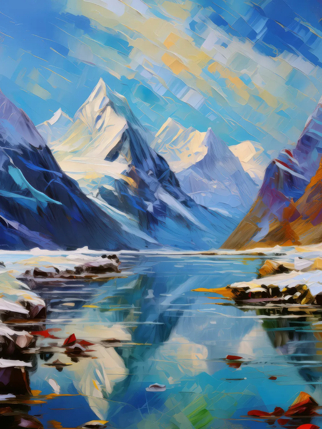 Painting: Frozen Mountain Lake