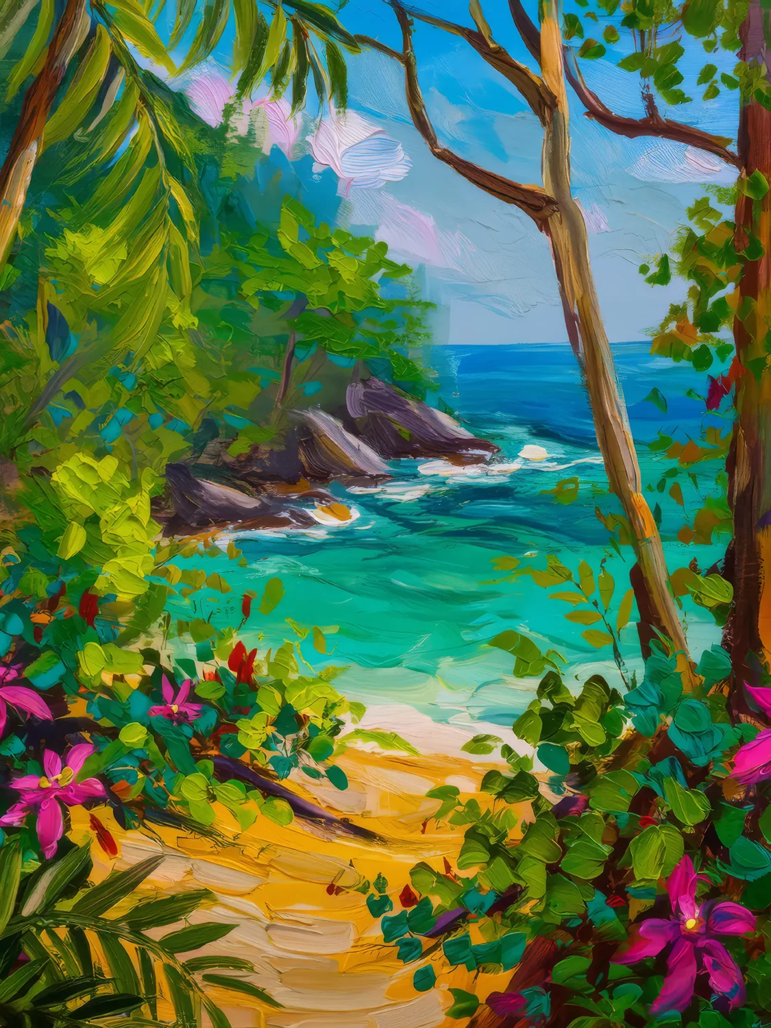 Painting: Hidden Beach Exploration