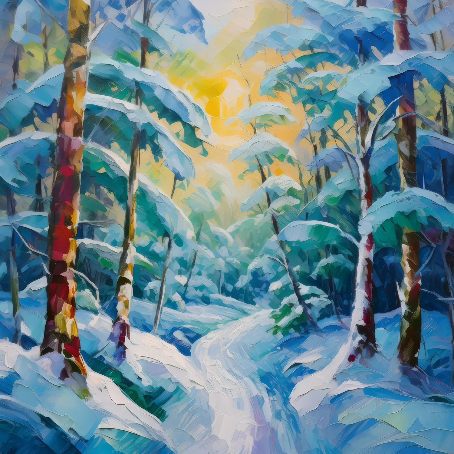 Painting: Icy Forest Trail