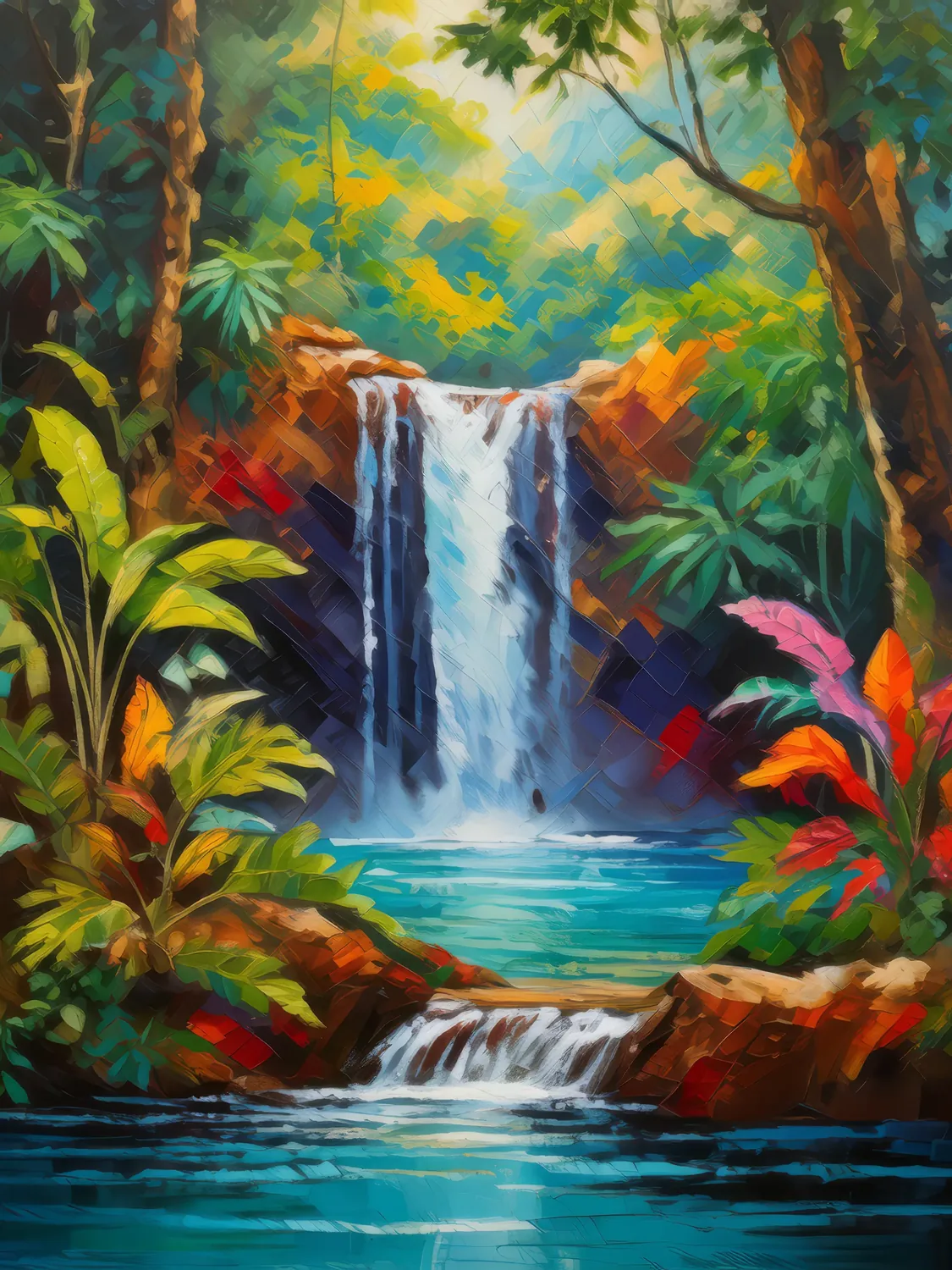 Painting: Jungle Waterfall’s Hidden Gem