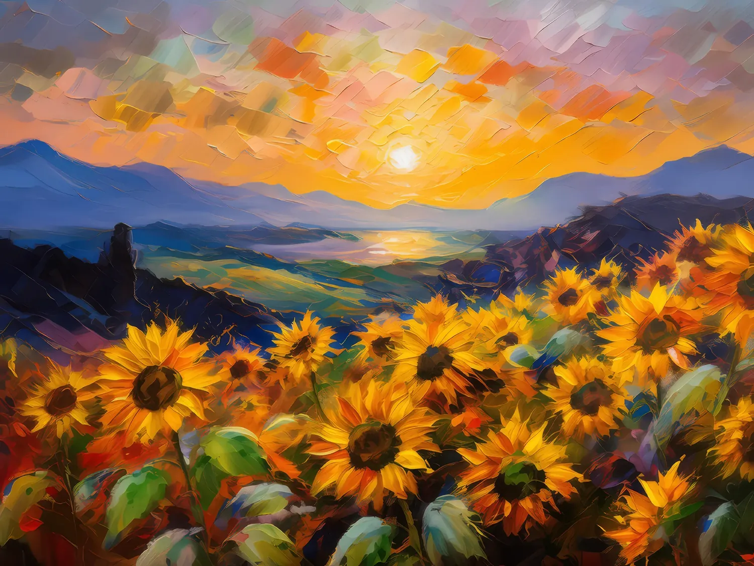 Painting: Knoll Sunflower Sunset Symphony