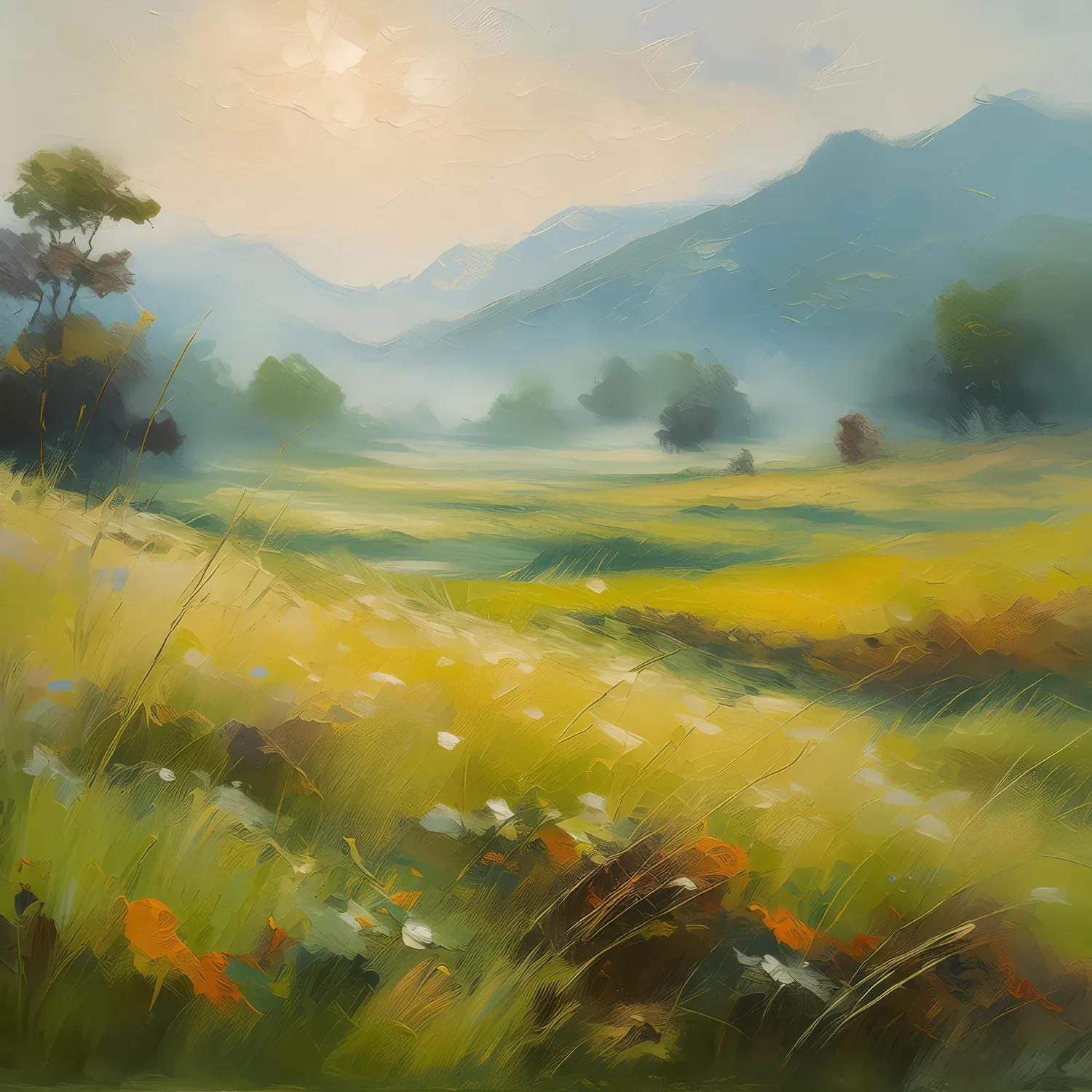 Painting: Misty Morning Grassland