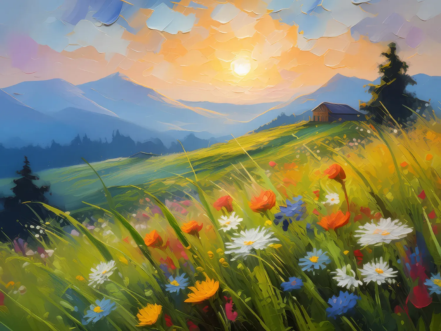 Painting: Morning Dew on Knoll