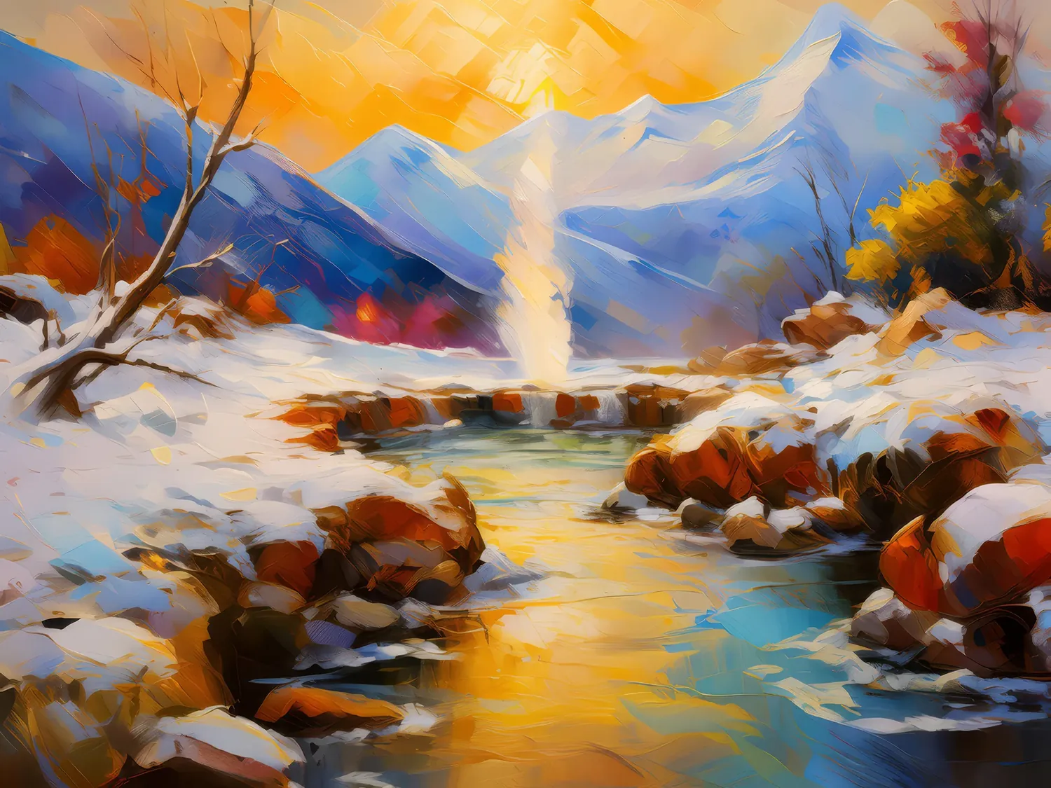 Painting: Mountain Hot Springs in Winter