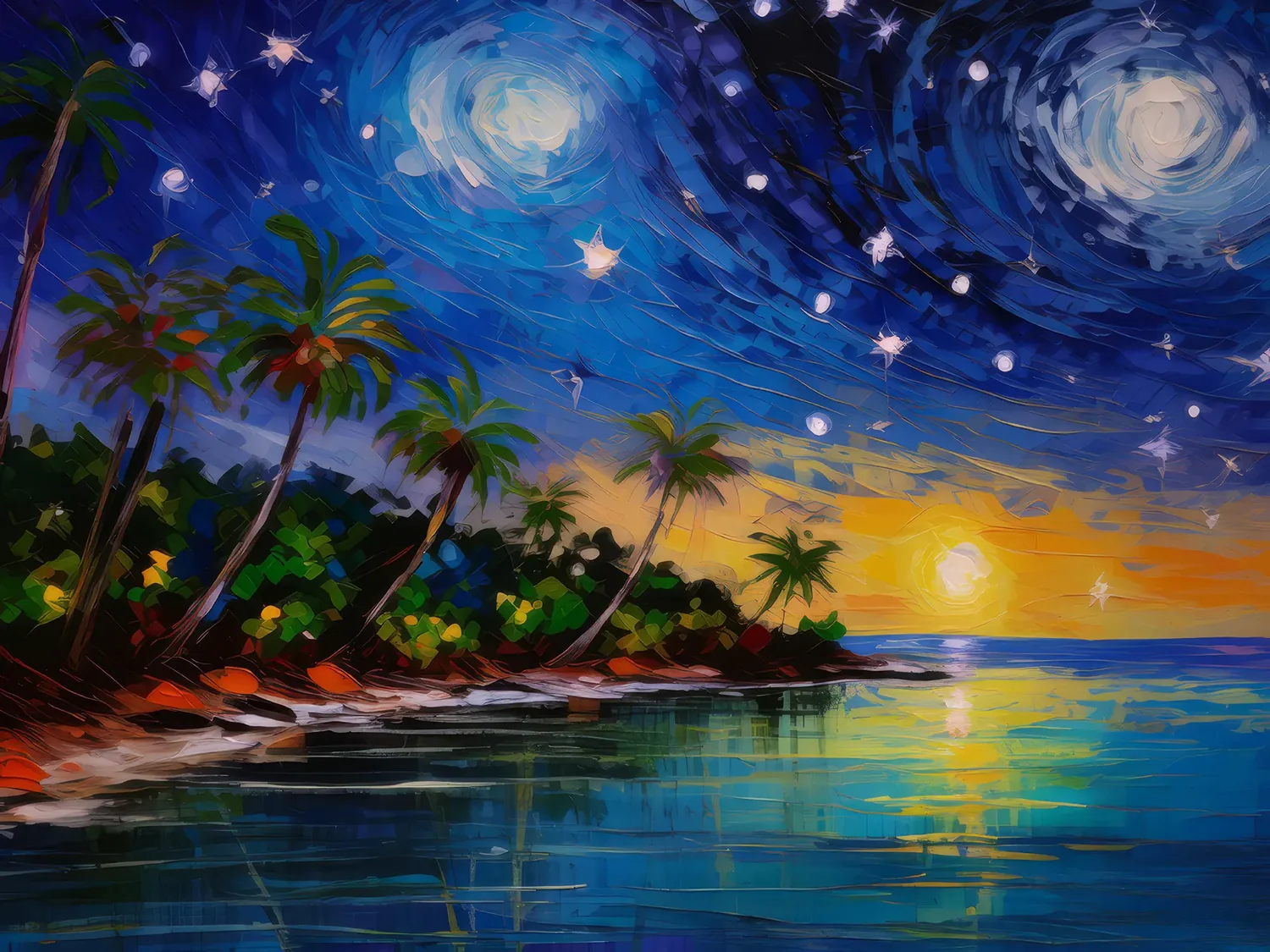 Painting: Night Stars Over Ocean