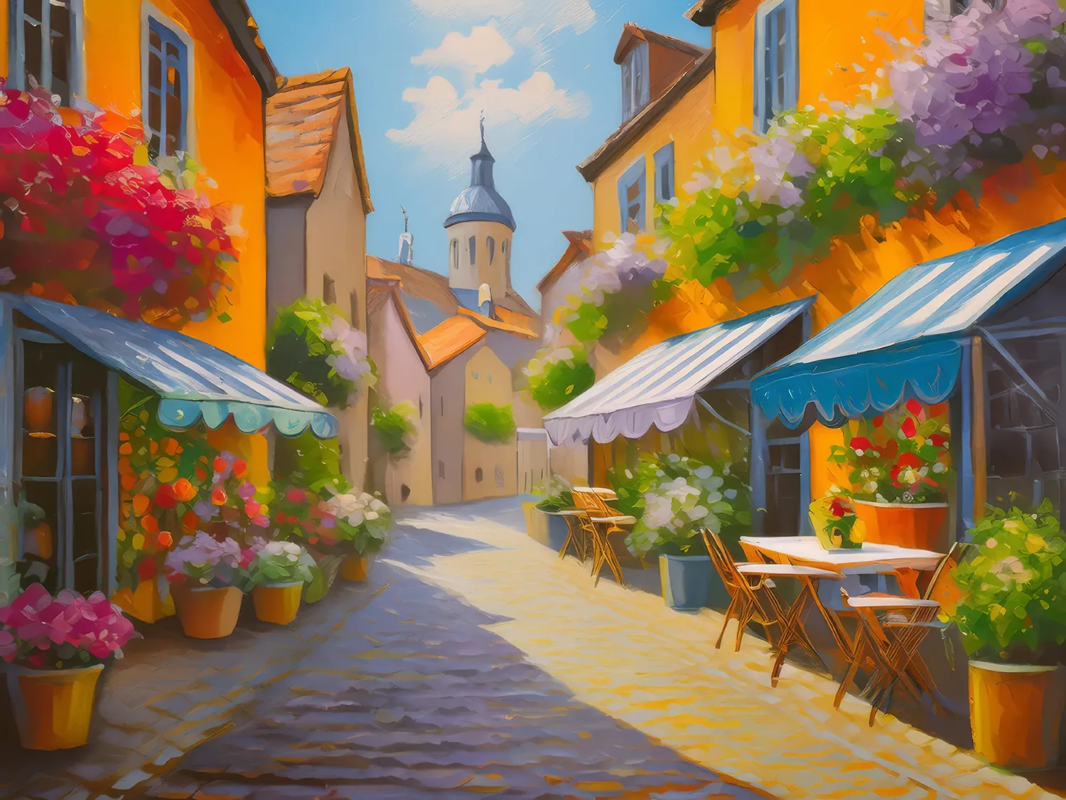 Painting: Old European Alleyway
