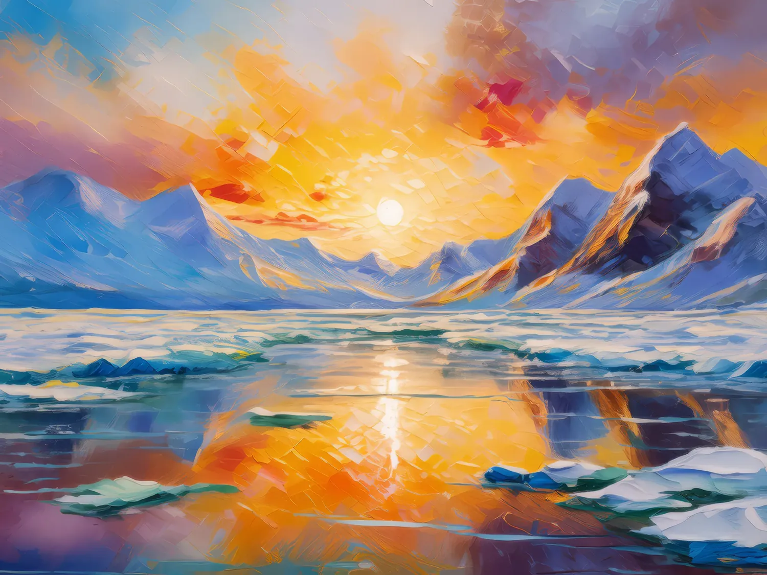 Painting: Shimmering Ice in Arctic Desert