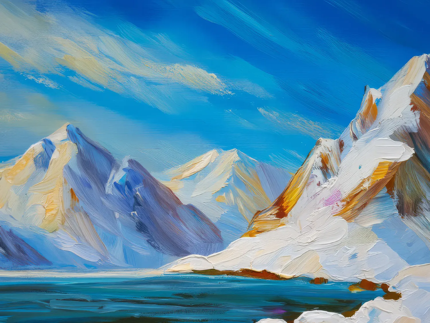 Painting: Snow-Dusted Mountains