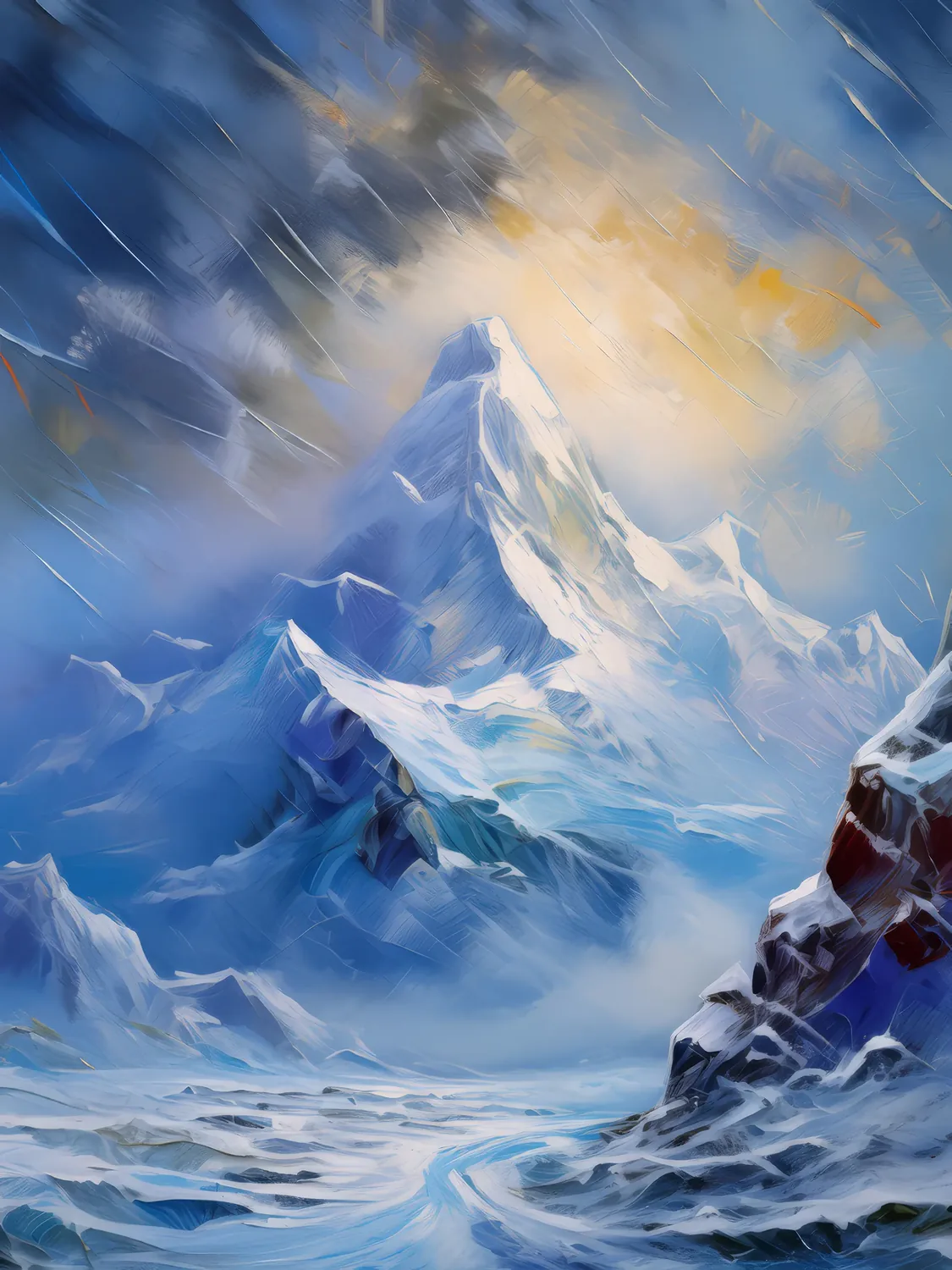 Painting: Snowstorm in Mountains