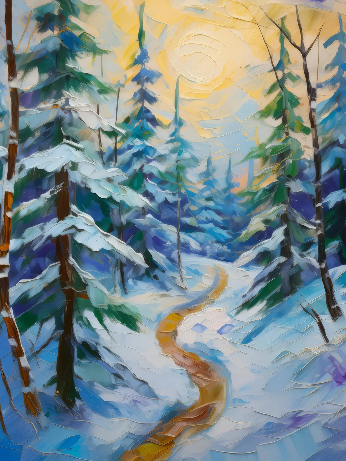 Painting: Snowy Forest Trail