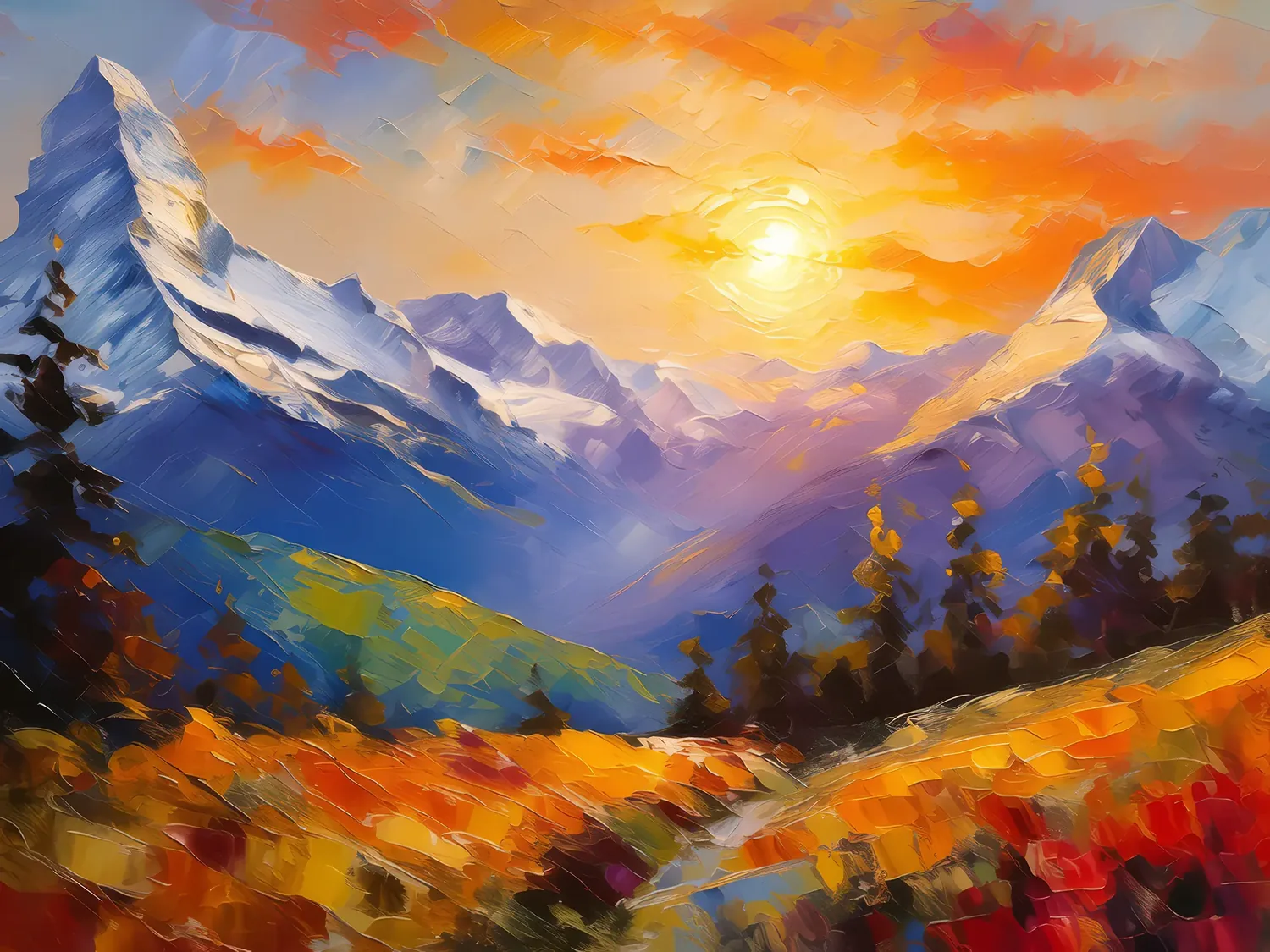 Painting: Sunrise at Alpine Heights