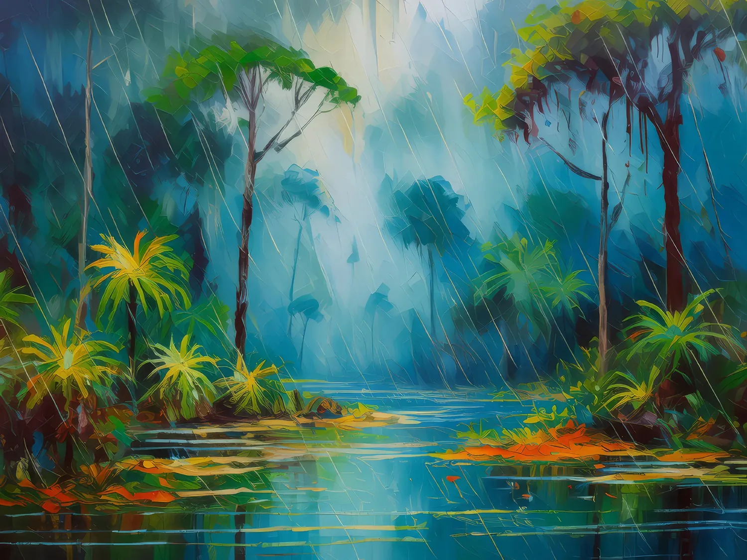 Painting: Swamp Rainstorm