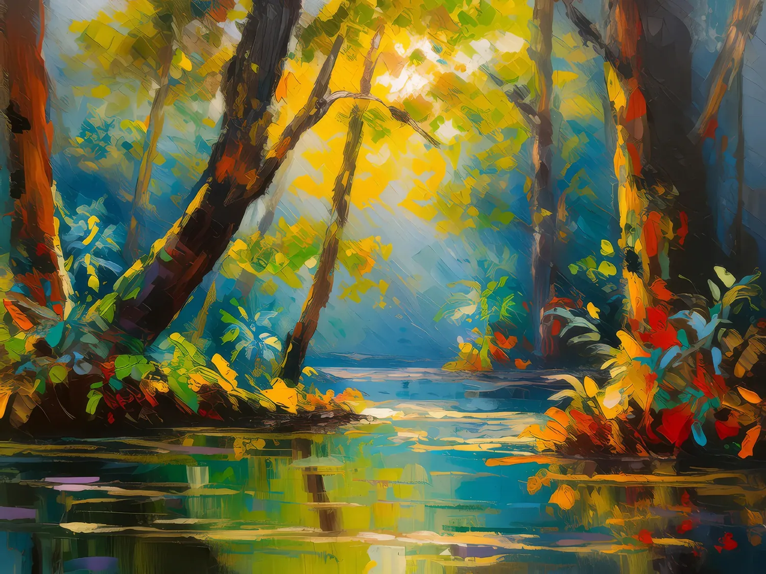 Painting: Swamp Sunlight Rays