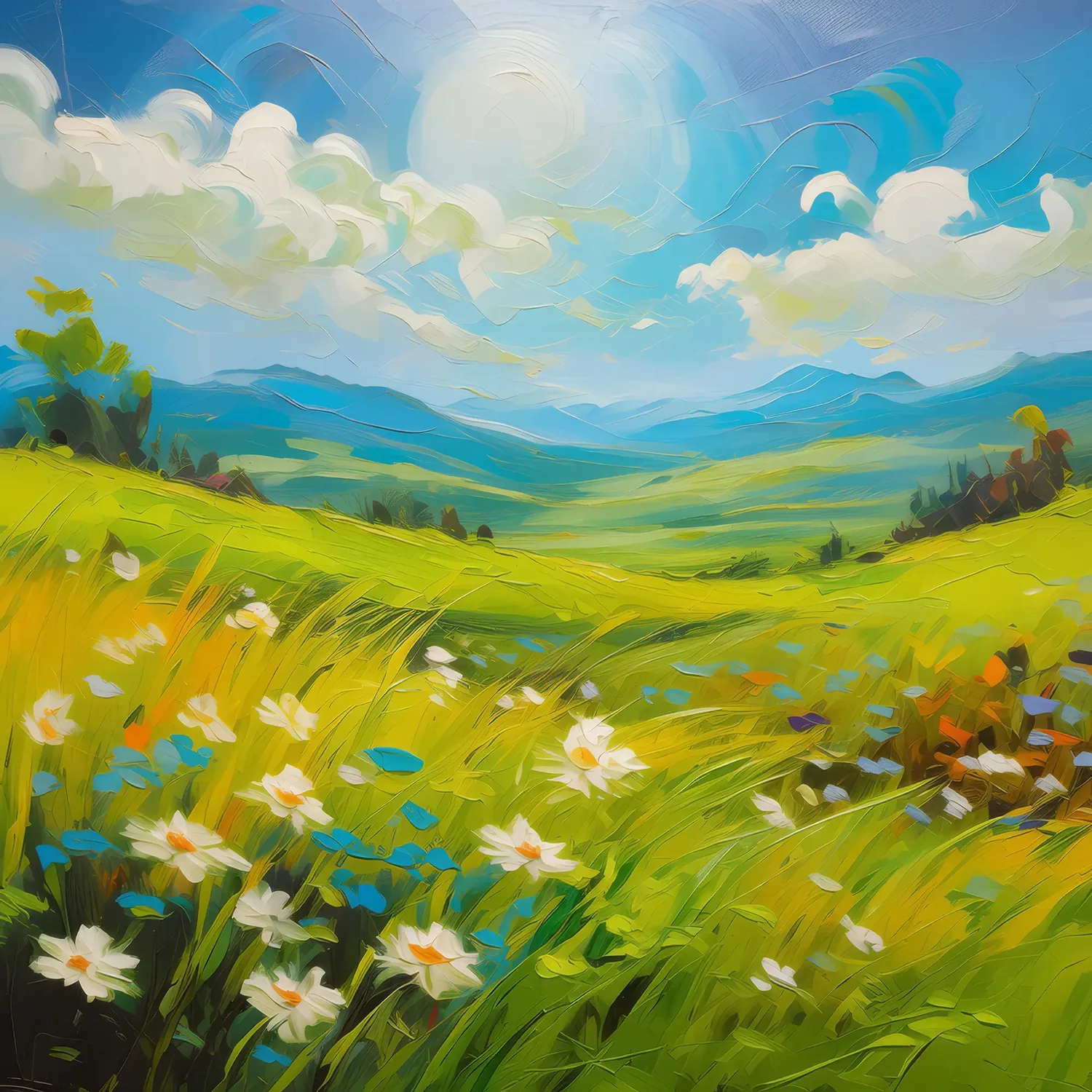 Painting: Vibrant Summer Grassland