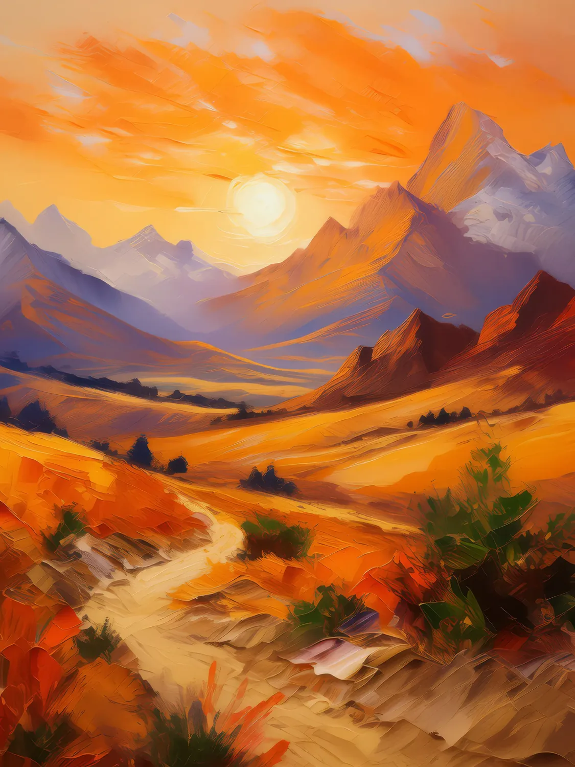 Painting: Vivid Alpine Desert Sunrise