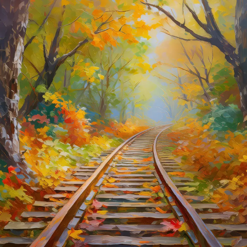 Painting: Abandoned Railway in Autumn