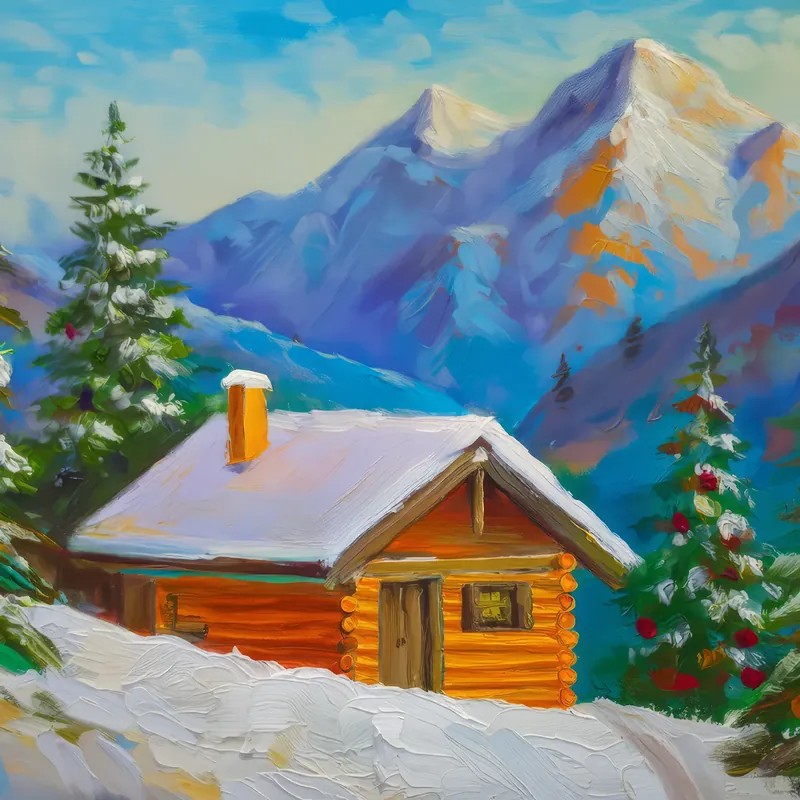 Painting: Alpine Cabin Retreat