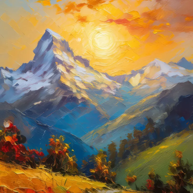 Painting: Alpine Mountain Sunrise