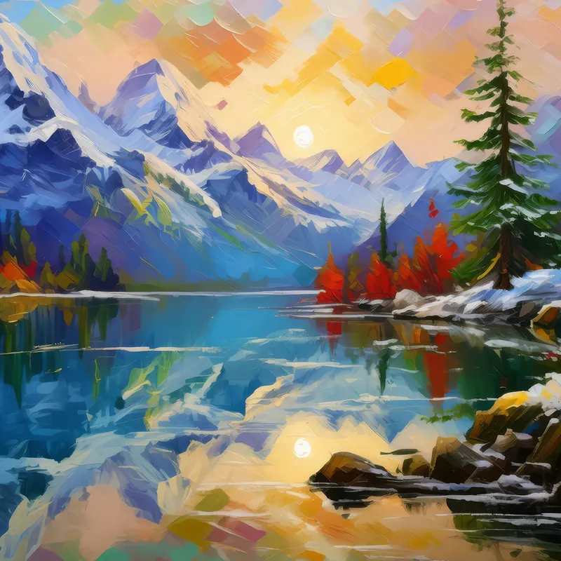 Painting: Alpine Sunrise Reflection