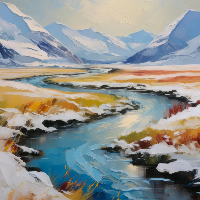 Painting: Arctic Grassland River