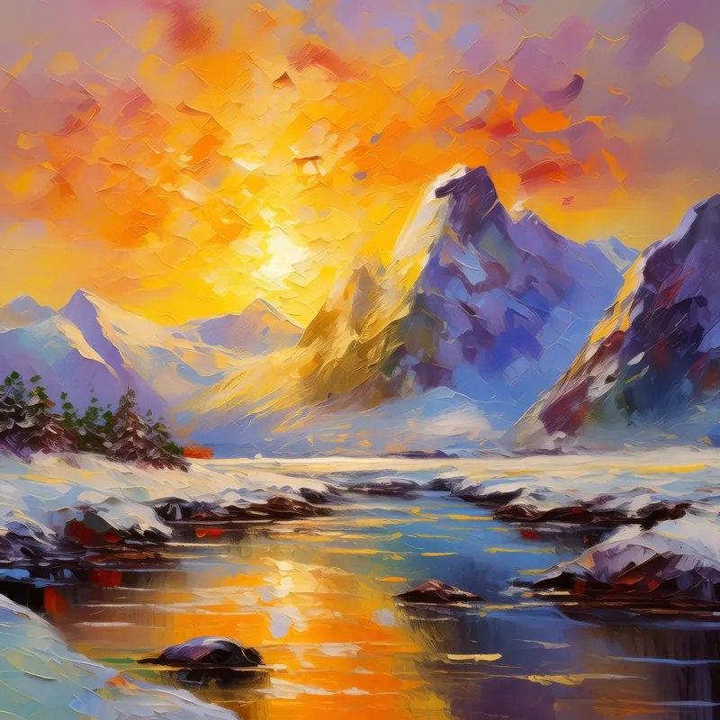 Painting: Arctic Mountain Sunrise