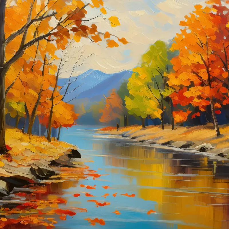 Painting: Autumn Riverside Walk