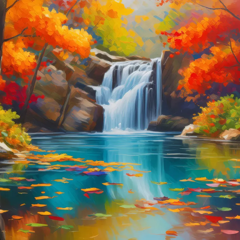 Painting: Autumn Waterfall