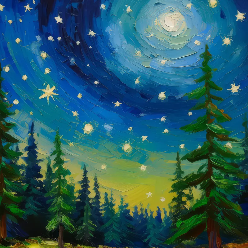 Painting: Boreal Forest Under Stars
