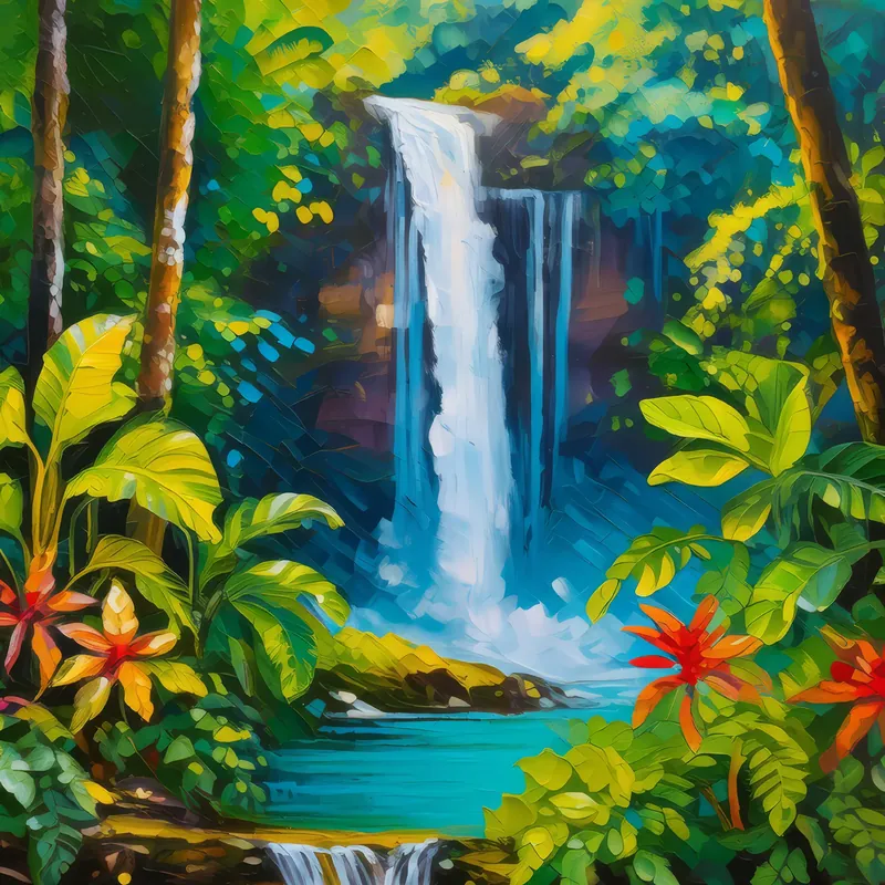 Painting: Deep Jungle Waterfall