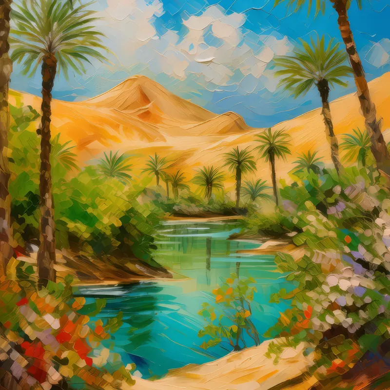 Painting: Desert Oasis in Dunes