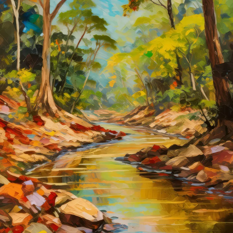 Painting: Dry Forest Creek Bed