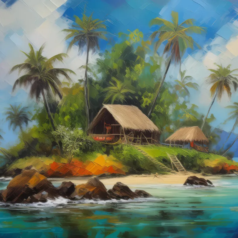 Painting: Exotic Wildlife Island