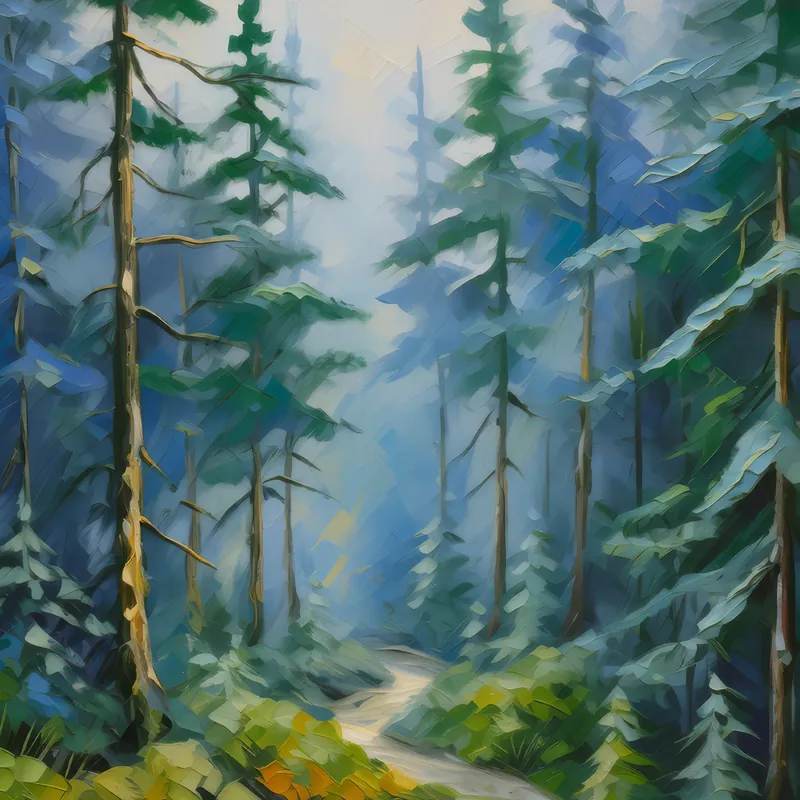 Painting: Foggy Boreal Forest Morning