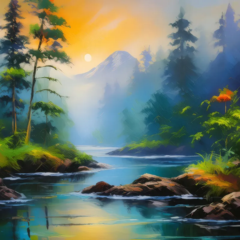 Painting: Foggy Morning Treks in Jungle