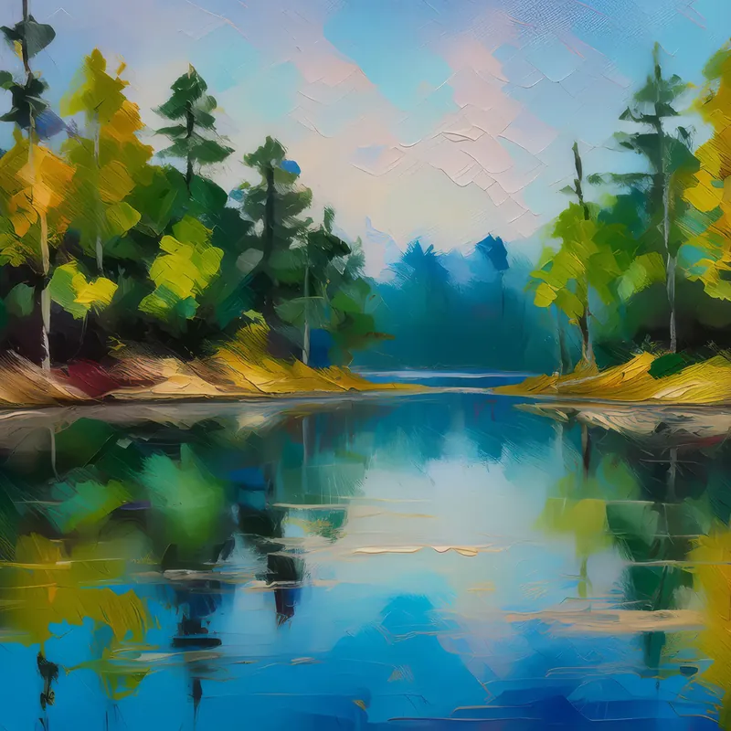 Painting: Forest Lake Reflection