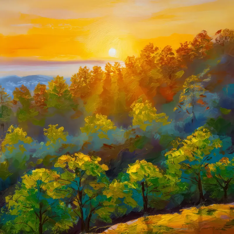Painting: Forest Sunset View
