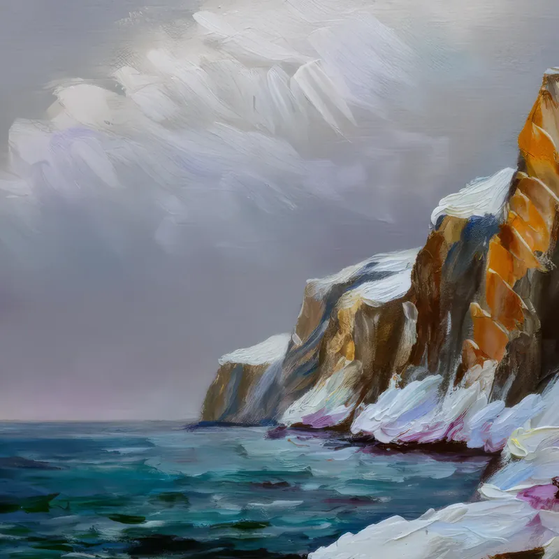 Painting: Frozen Coastal Cliffs