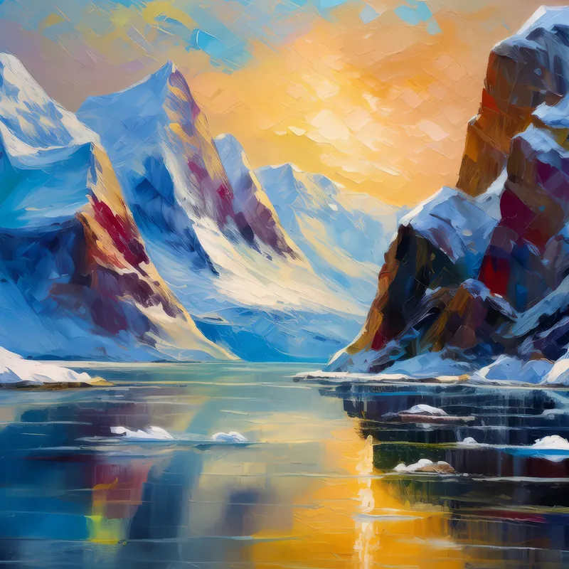 Painting: Frozen Fjord Mountains