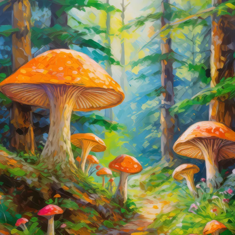Painting: Fungal Life in Boreal Undergrowth