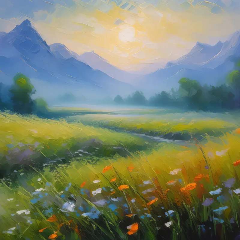 Painting: Grassland Shrouded in Mist