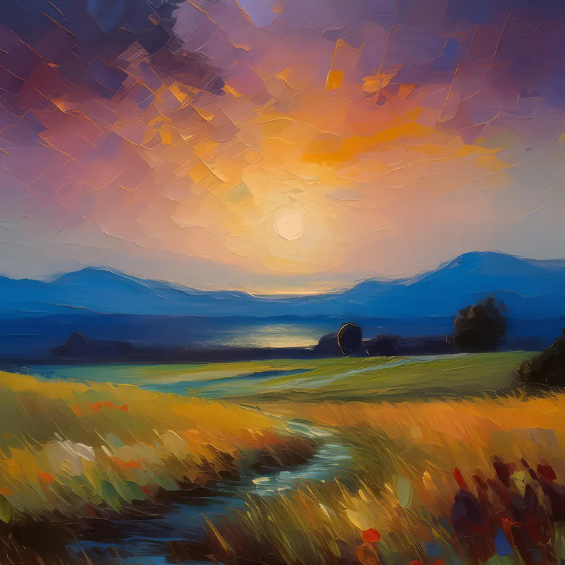Painting: Grassland at Twilight