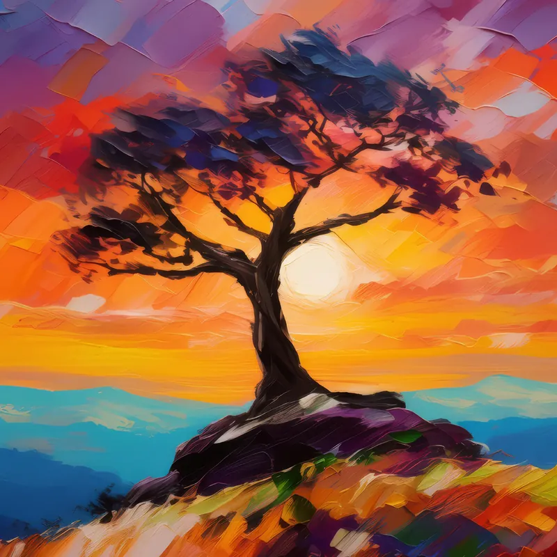 Painting: Knoll Sunset Silhouette